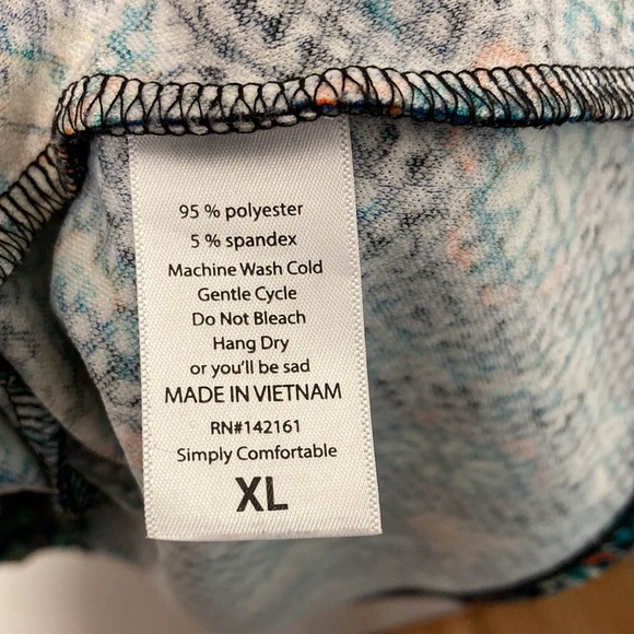 LuLaRoe Blue Gold Green Floral Amelia Dress Size XL - Picture 5 of 6